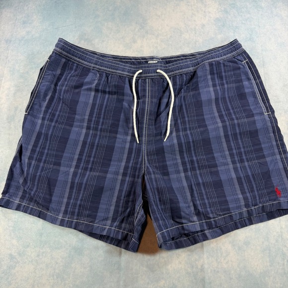 Polo Ralph Lauren Other - Polo Ralph Lauren Swim Trunks Mens 3XB Blue Plaid Excellent Pony Logo Shorts